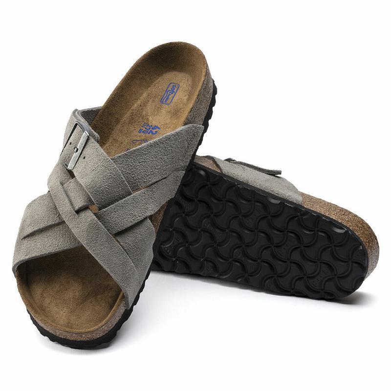 Birkenstock Lugano Soft Footbed Ruskind Sandaler Dame Grå | DK 34TCE